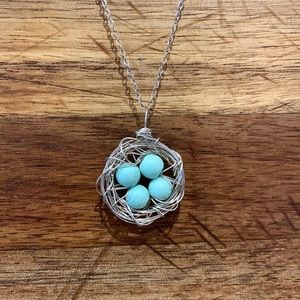 Bird’s Nest Handmade Sterling Silver Necklace 18”